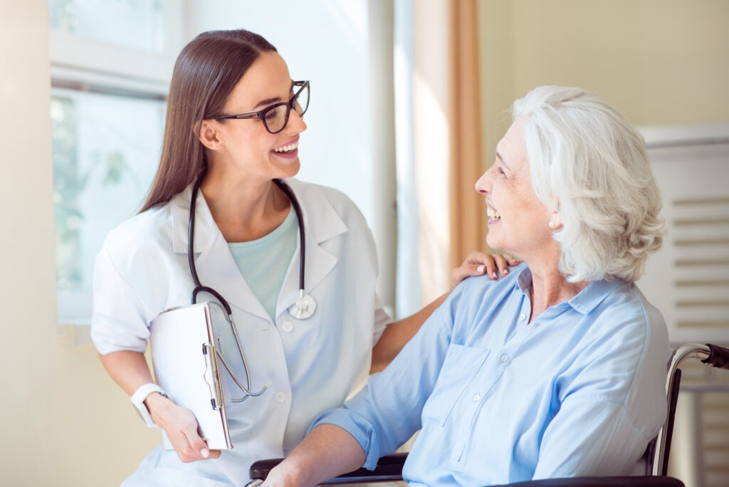 Nice nurse with senior patient